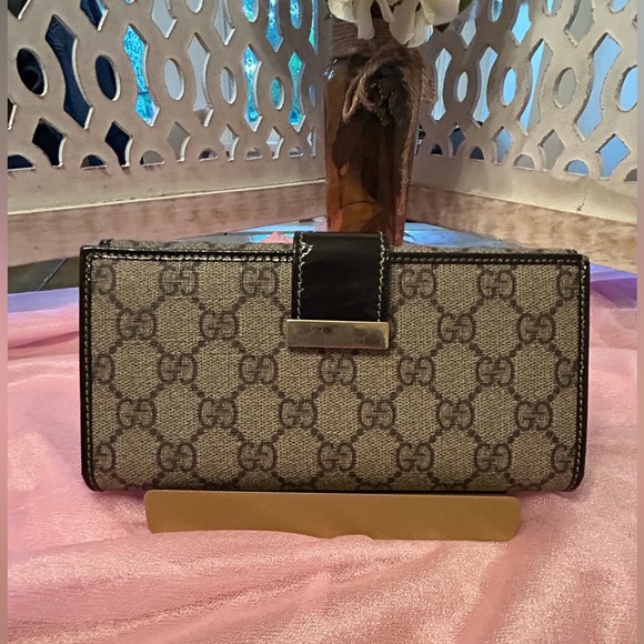 Gucci Handbags - Gucci Brown and Tan Wallet with Iconic Monogram
